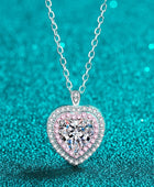 925 Sterling Silver 1 Carat Moissanite Heart Pendant Necklace - Body By J'ne