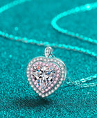 925 Sterling Silver 1 Carat Moissanite Heart Pendant Necklace - Body By J'ne