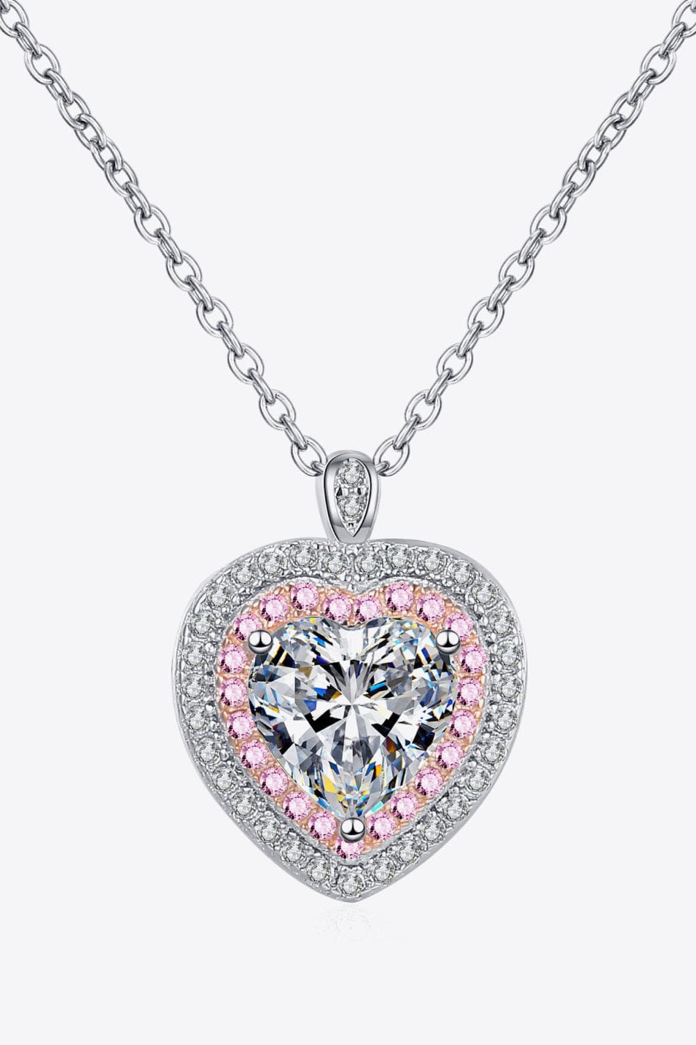 925 Sterling Silver 1 Carat Moissanite Heart Pendant Necklace - Body By J'ne