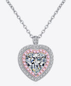 925 Sterling Silver 1 Carat Moissanite Heart Pendant Necklace - Body By J'ne