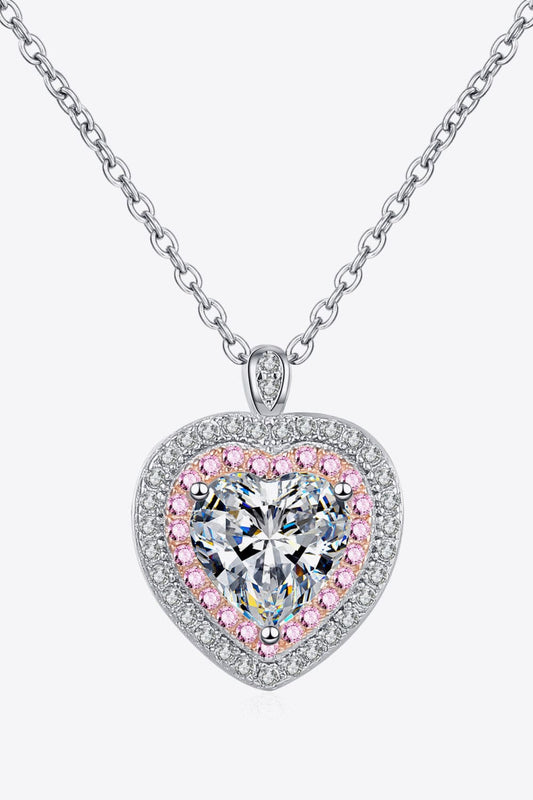 925 Sterling Silver 1 Carat Moissanite Heart Pendant Necklace - Body By J'ne