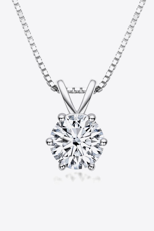 925 Sterling Silver 1 Carat Moissanite Pendant Necklace - Body By J'ne