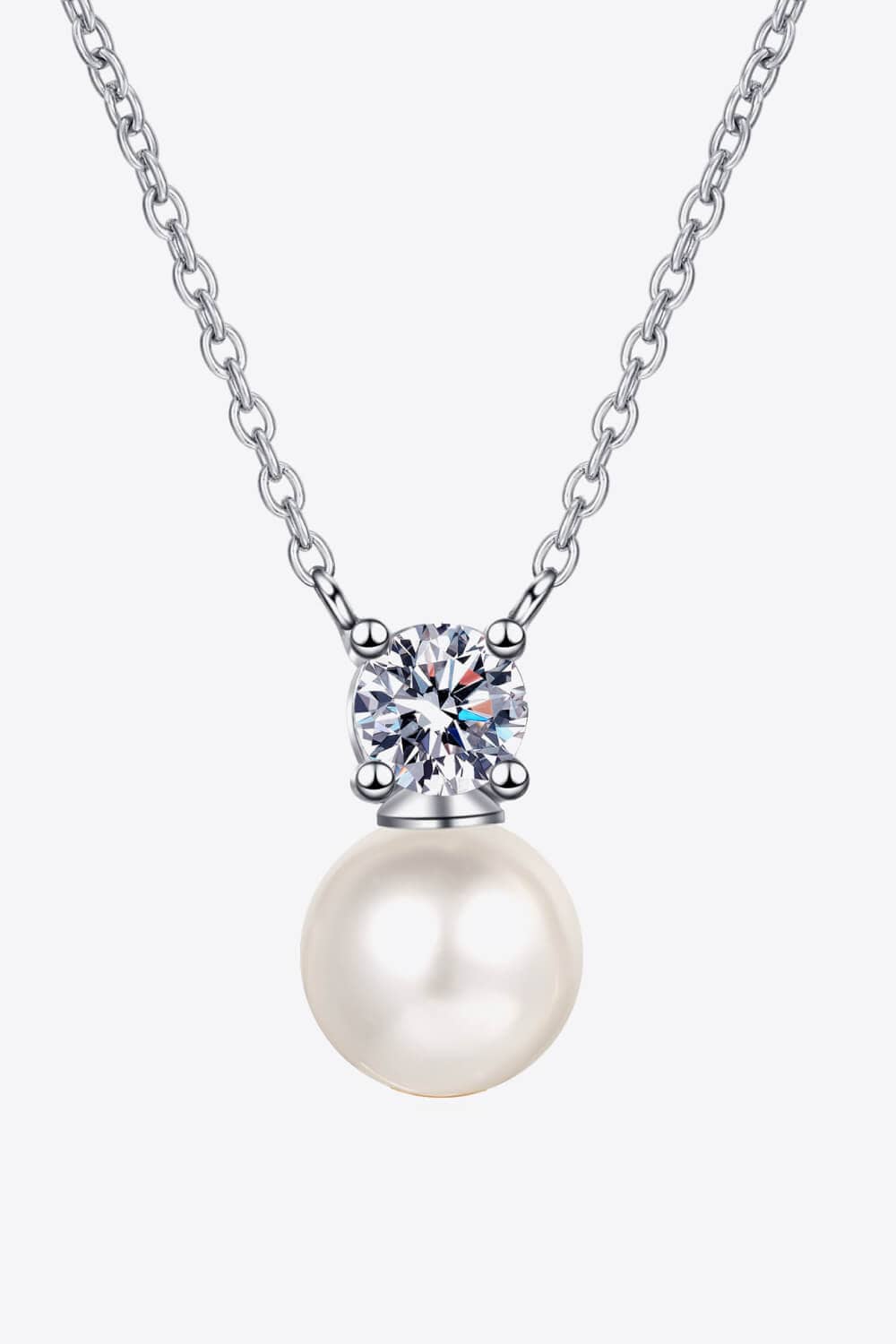 925 Sterling Silver Freshwater Pearl Moissanite Necklace - Body By J'ne