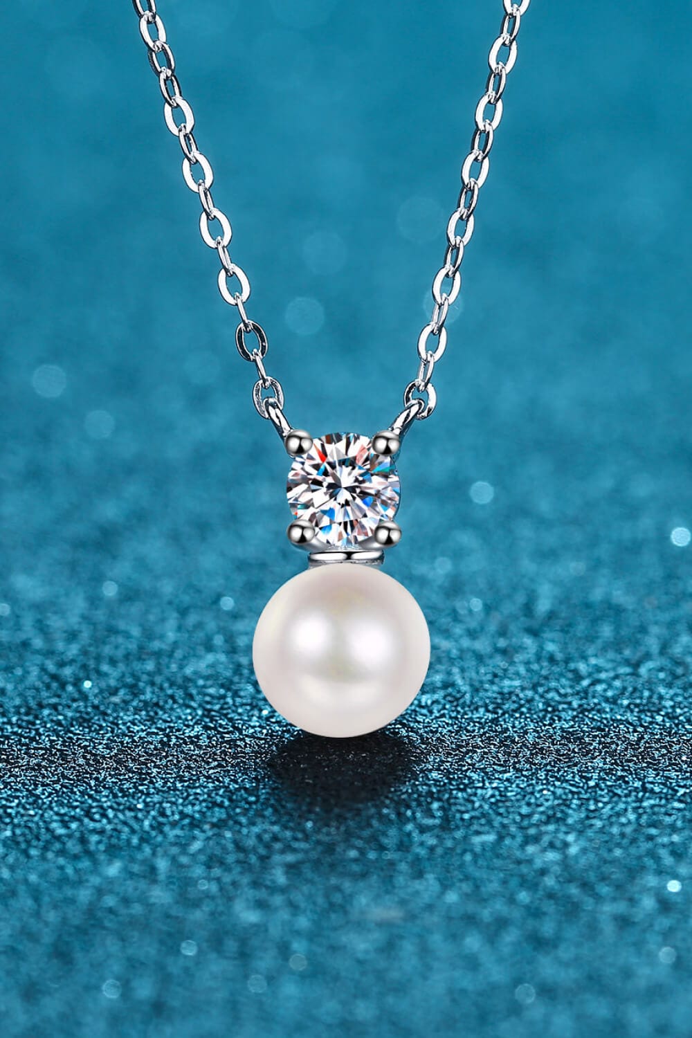 925 Sterling Silver Freshwater Pearl Moissanite Necklace - Body By J'ne