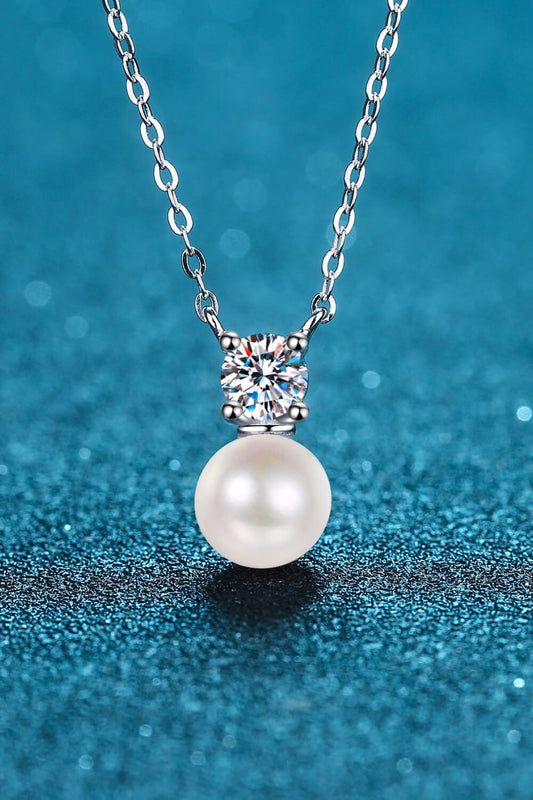 925 Sterling Silver Freshwater Pearl Moissanite Necklace - Body By J'ne