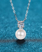 925 Sterling Silver Freshwater Pearl Moissanite Necklace - Body By J'ne