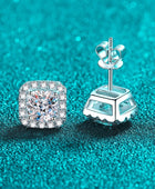 925 Sterling Silver Inlaid 2 Carat Moissanite Square Stud Earrings - Body By J'ne