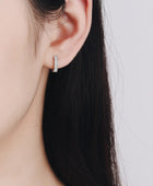925 Sterling Silver Inlaid Moissanite Huggie Earrings - Body By J'ne