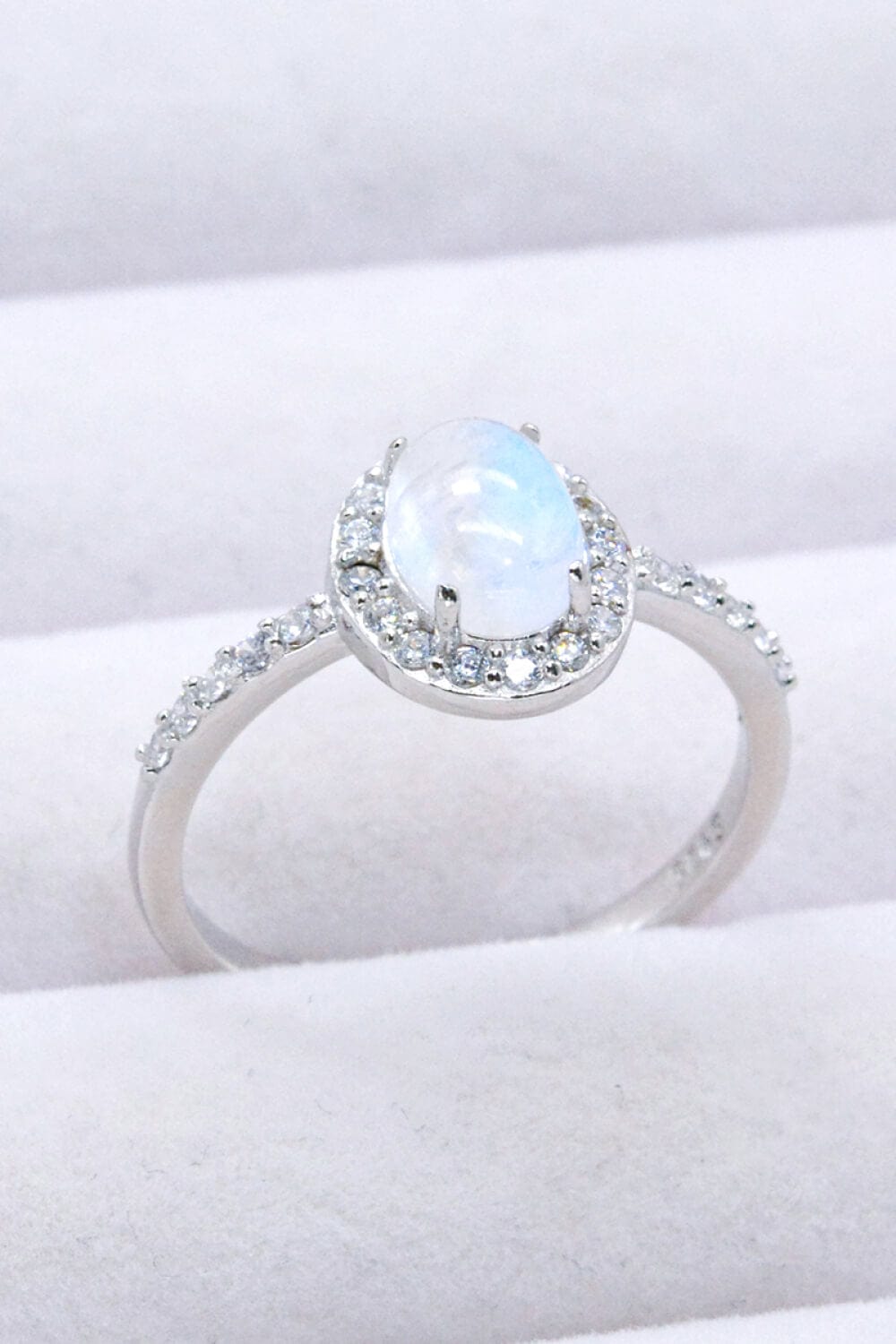 925 Sterling Silver Natural Moonstone Halo Ring - Body By J'ne