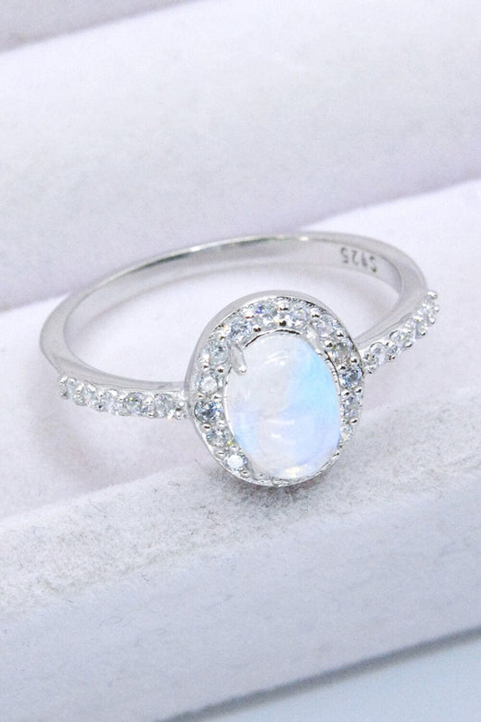 925 Sterling Silver Natural Moonstone Halo Ring - Body By J'ne