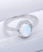 925 Sterling Silver Natural Moonstone Halo Ring - Body By J'ne