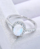 925 Sterling Silver Natural Moonstone Halo Ring - Body By J'ne