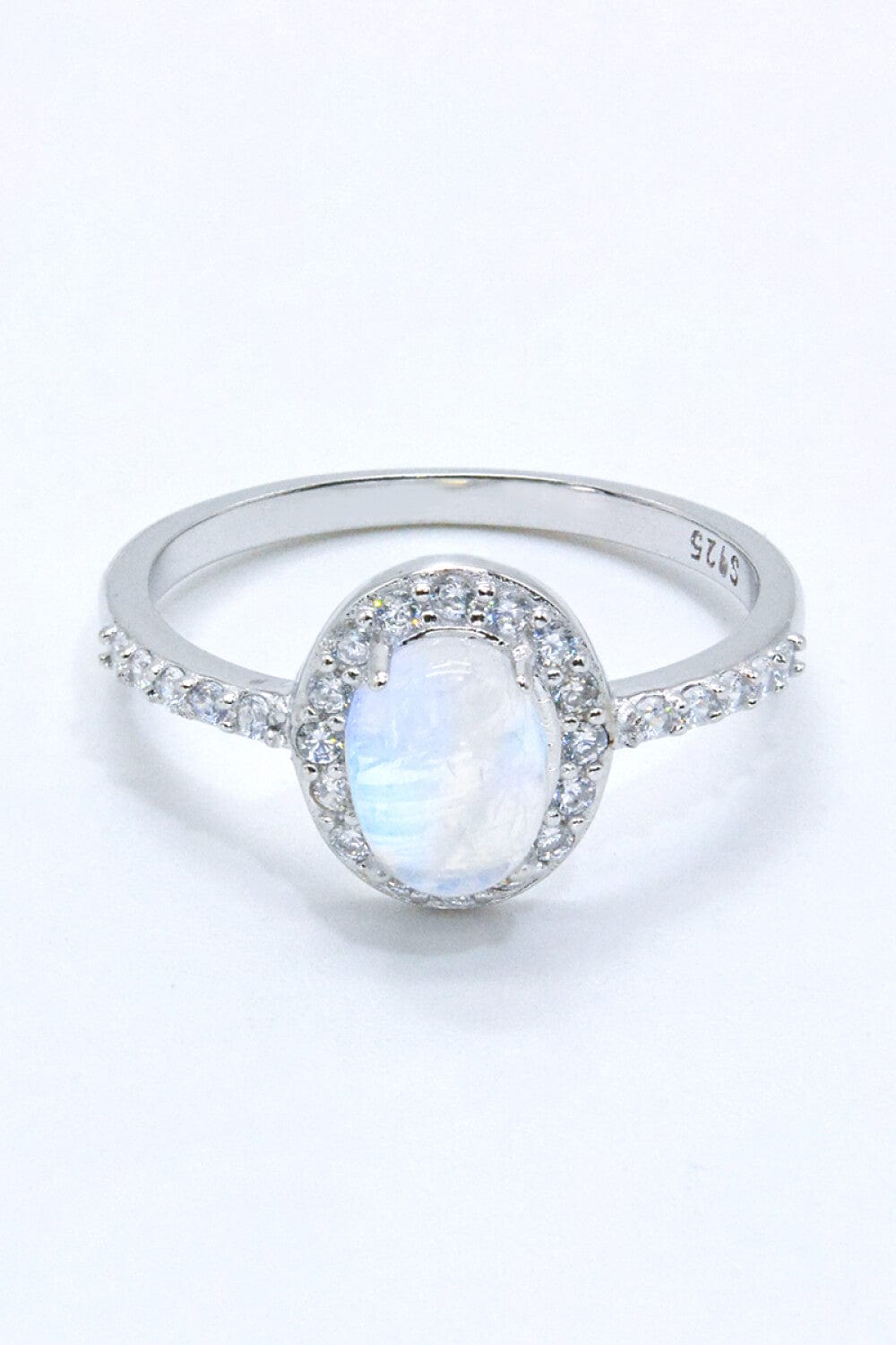 925 Sterling Silver Natural Moonstone Halo Ring - Body By J'ne