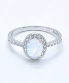 925 Sterling Silver Natural Moonstone Halo Ring - Body By J'ne