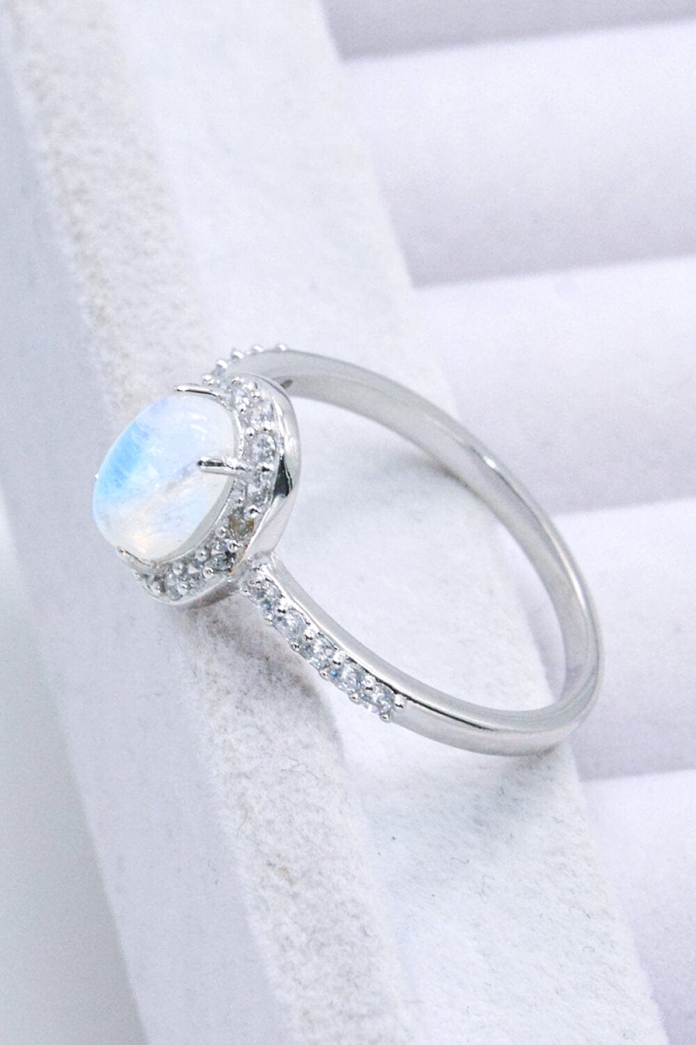 925 Sterling Silver Natural Moonstone Halo Ring - Body By J'ne