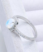 925 Sterling Silver Natural Moonstone Halo Ring - Body By J'ne