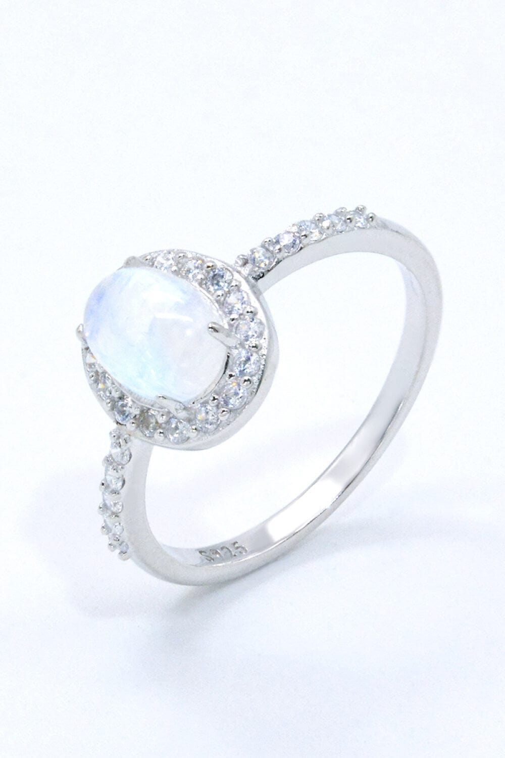 925 Sterling Silver Natural Moonstone Halo Ring - Body By J'ne