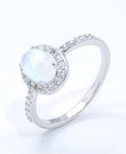 925 Sterling Silver Natural Moonstone Halo Ring - Body By J'ne