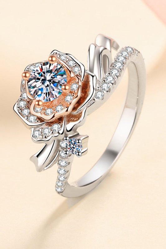 925 Sterling Silver Rose-Shaped Moissanite Ring - Body By J'ne