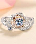 925 Sterling Silver Rose-Shaped Moissanite Ring - Body By J'ne