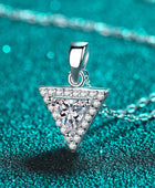 925 Sterling Silver Triangle Moissanite Pendant Necklace - Body By J'ne