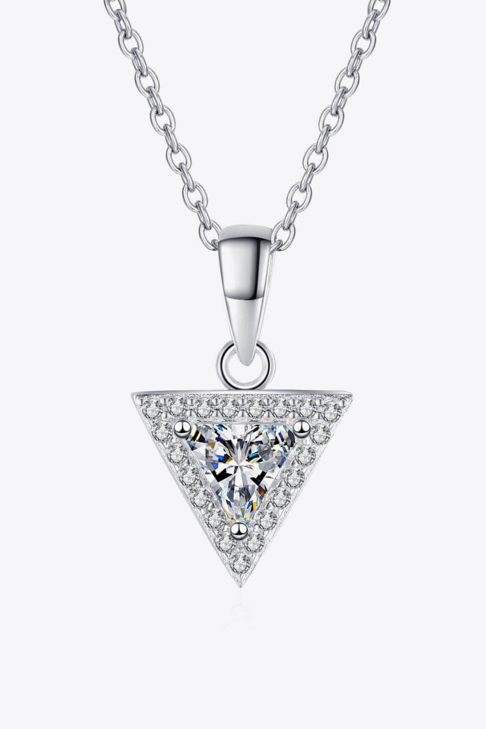 925 Sterling Silver Triangle Moissanite Pendant Necklace - Body By J'ne