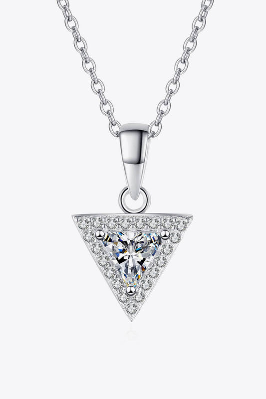 925 Sterling Silver Triangle Moissanite Pendant Necklace - Body By J'ne