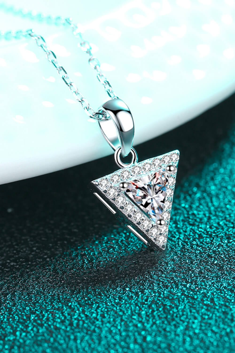 925 Sterling Silver Triangle Moissanite Pendant Necklace - Body By J'ne