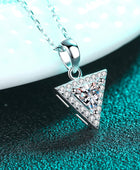 925 Sterling Silver Triangle Moissanite Pendant Necklace - Body By J'ne