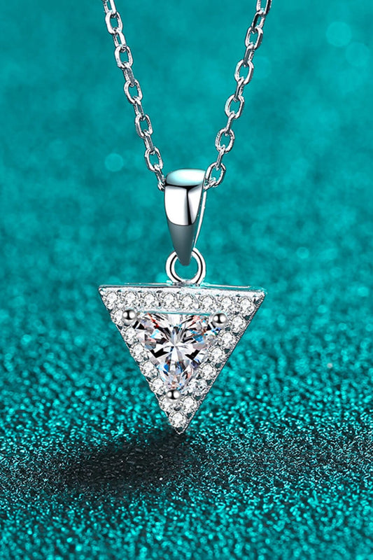 925 Sterling Silver Triangle Moissanite Pendant Necklace - Body By J'ne