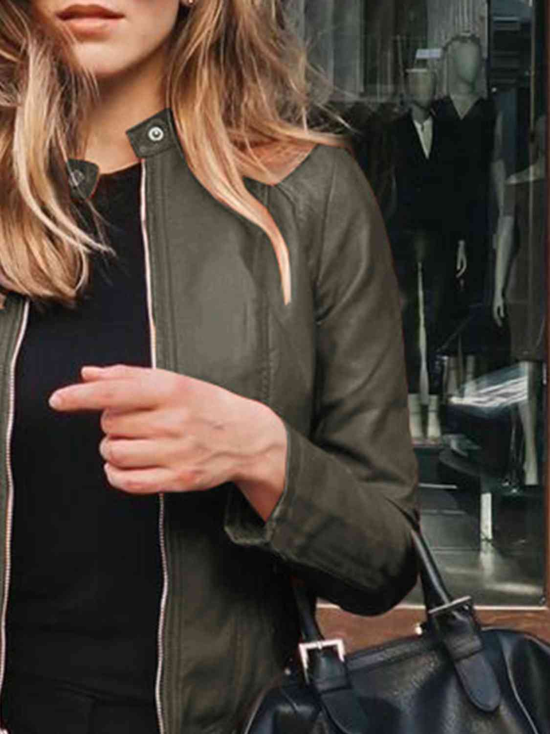 Spontaneous Mock Neck Zip Up Jacket - Body By J'ne