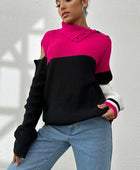 Contrast Buttoned Cutout Long Sleeve Sweater - Body By J'ne