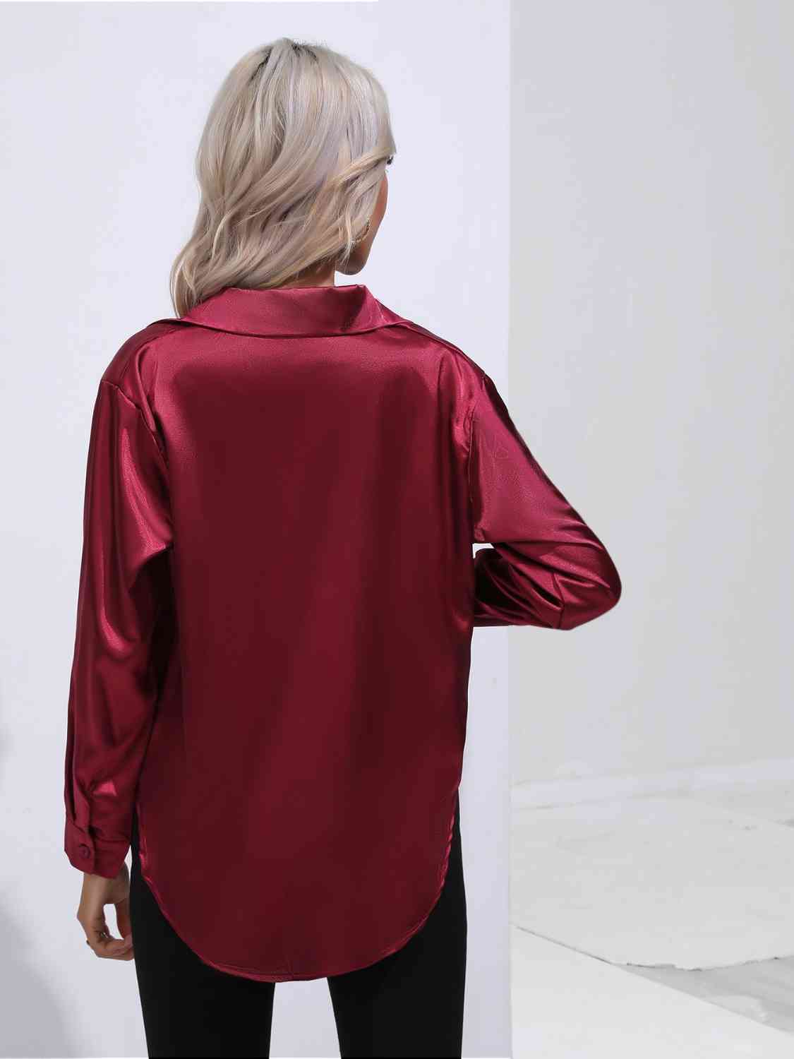 Collared Neck Buttoned Long Sleeve Shirt - Body By J'ne