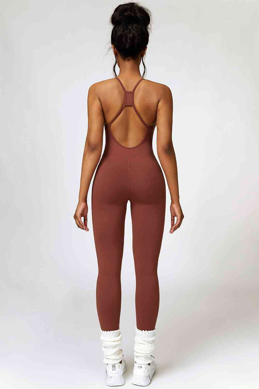 Open Back Spaghetti Strap Sports Jumpsuit - Body By J'ne