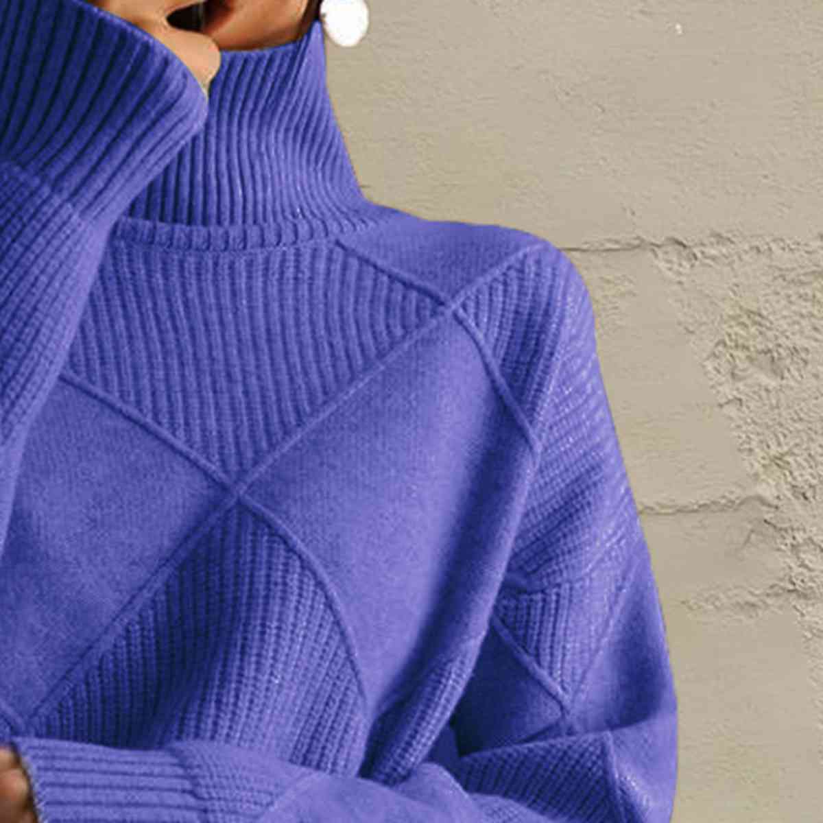 Geometric Turtleneck Long Sleeve Sweater - Body By J'ne