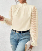 Mock Neck Flounce Sleeve Blouse - Body By J'ne