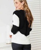 Two-Tone Openwork Rib-Knit Sweater - Body By J'ne