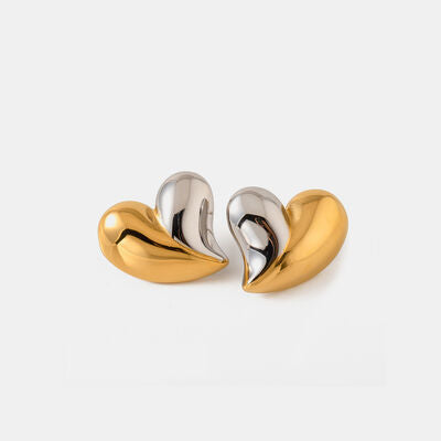 Heart Shape Stainless Steel Stud Earrings - Body By J'ne