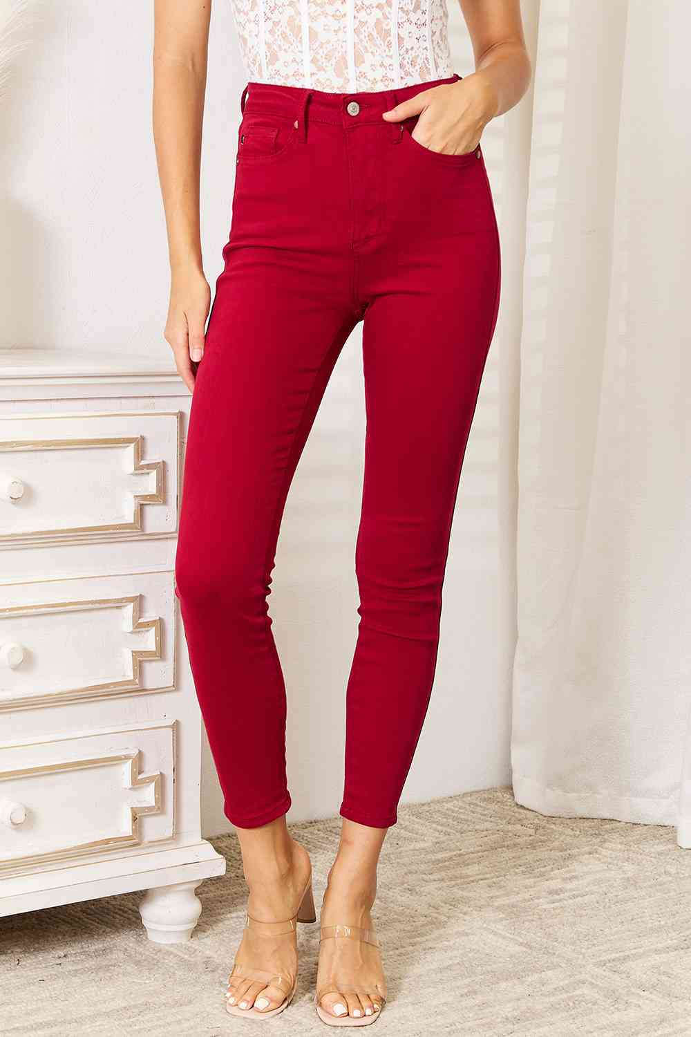 Full Size High Waist Tummy Control Skinny Jeans - Body By J'ne