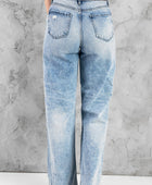 Sky Blue Distressed Hollow-Out Knees Wide Leg Jeans - Body By J'ne