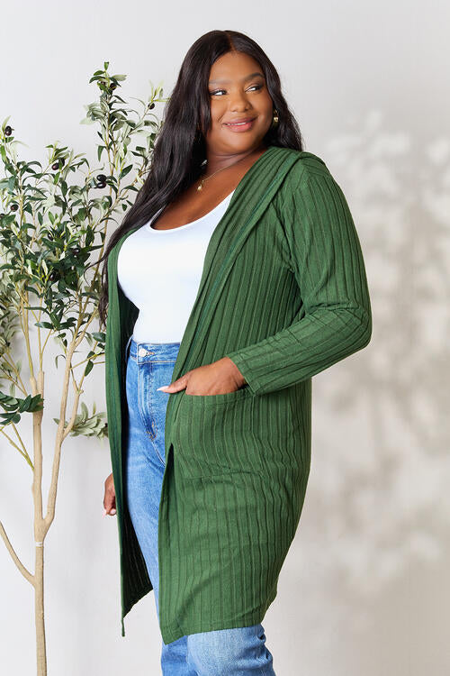 Ribbed Open Front Long Sleeve Cardigan - Body By J'ne