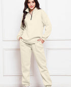 Half Zip Long Sleeve Sweatshirt and Pants Set - Body By J'ne