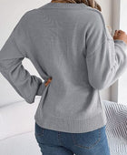 Cable-Knit Buttoned V-Neck Sweater - Body By J'ne