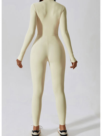 Zip Up Mock Neck Long Sleeve Jumpsuit - Body By J'ne