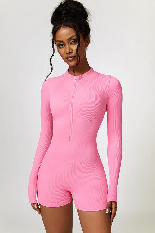 Half Zip Long Sleeve Active Romper - Body By J'ne