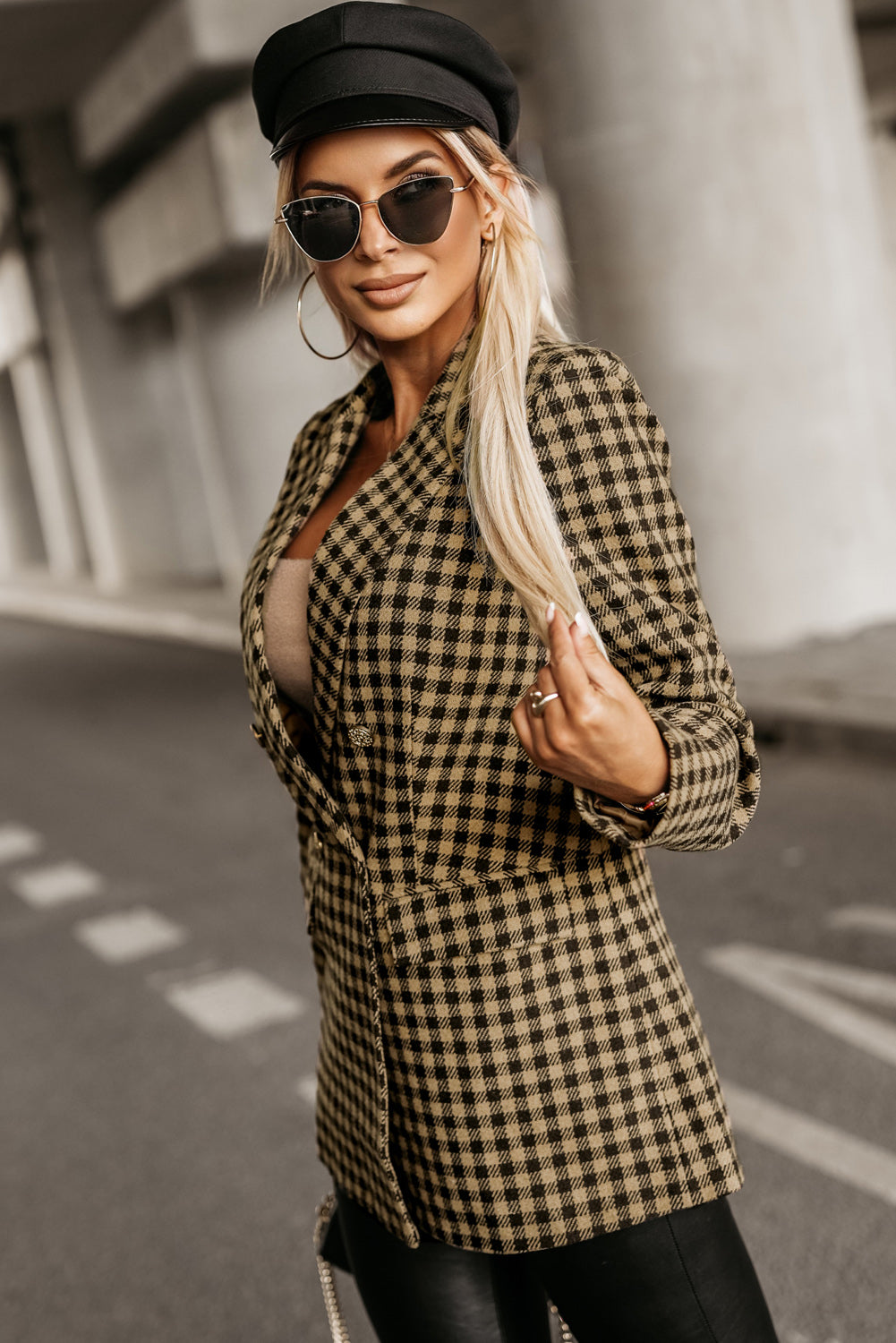 Plaid Long Sleeve Blazer - Body By J'ne