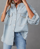 Button Down Raw Hem Denim Jacket - Body By J'ne