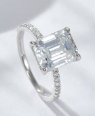 Emerald Cut 4 Carat Moissanite Side Stone Ring - Body By J'ne