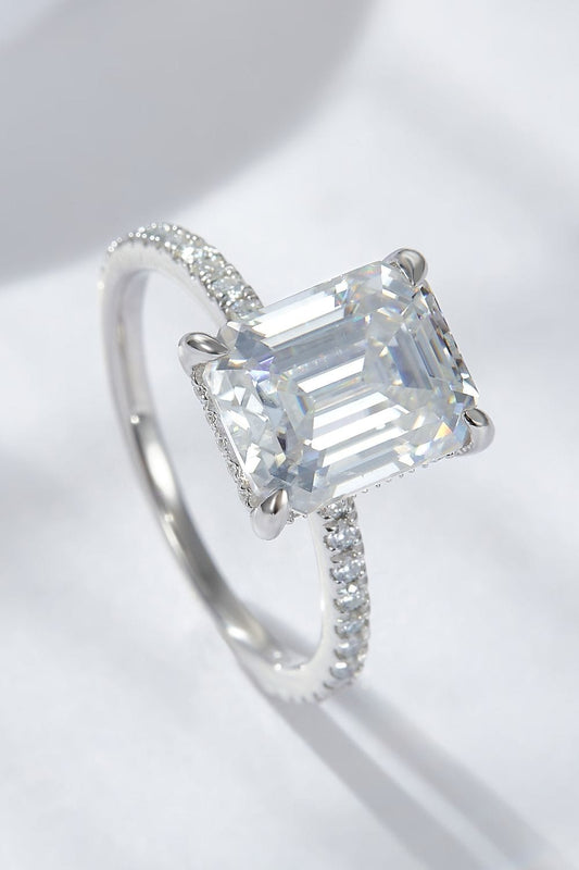 Emerald Cut 4 Carat Moissanite Side Stone Ring - Body By J'ne