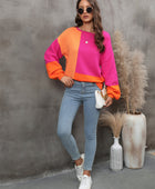 Color Block Round Neck Dropped Shoulder Sweater - Body By J'ne